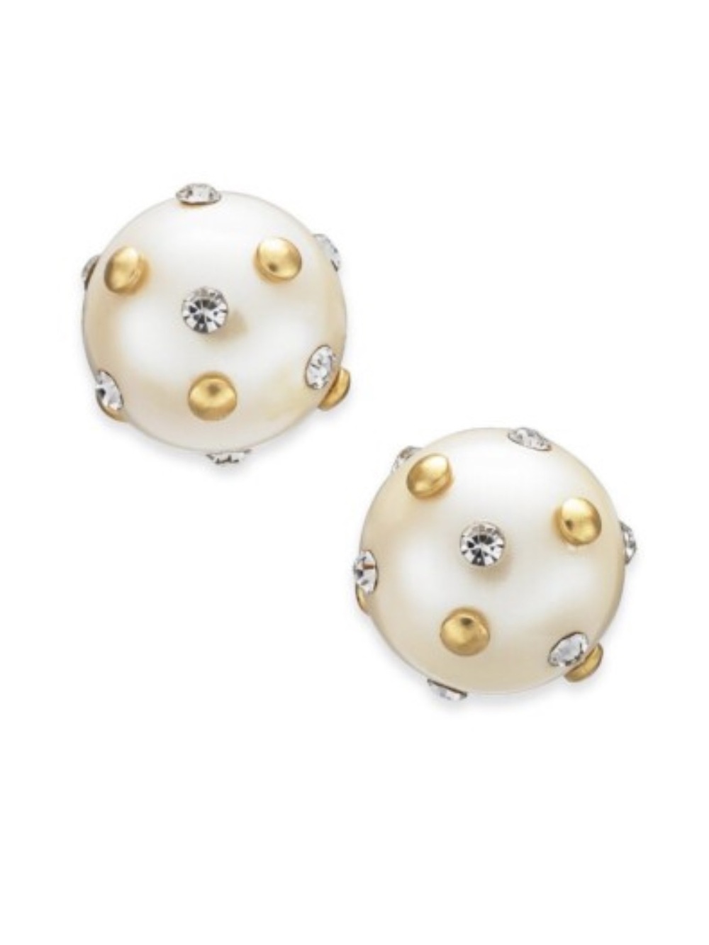 Kate Spade “Pearls Pearls Pearls” Faux Pearl Stud Earrings - Ivory & Gold